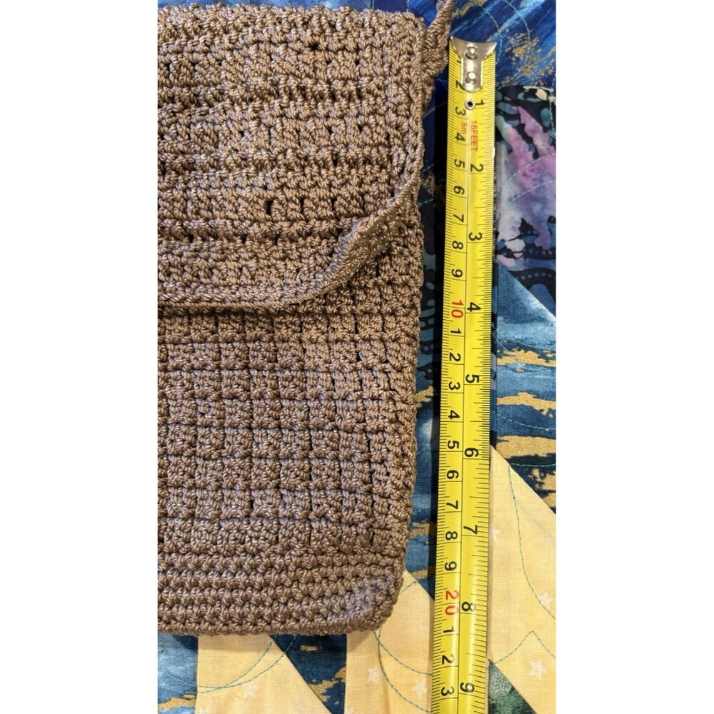 The Sak Crossbody Mini Shoulder Bag Purse Brown Khaki Crochet Zip Lined Boho Hip - Picture 11 of 11